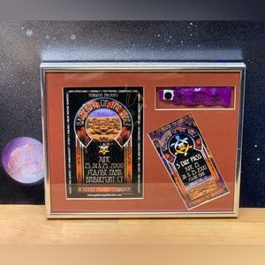 VTG Grateful Dead ☮️🧸 Framed Gathering of Vibes 2000 Ticket 3Day Pass Wristband